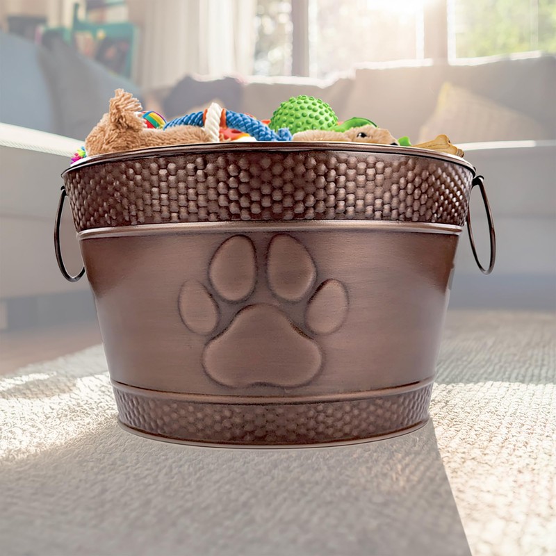 BREKX Metal Indestructible Dog Toy Bin - Storage Bin with