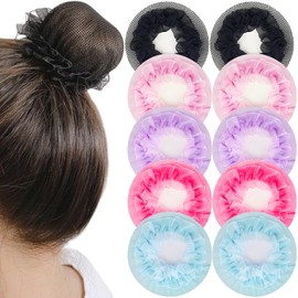 Colored Hair Nets for Girls' Buns - Invisible Dance Hairnets, Elastic Hair Accessories for Ballet and More (5 Colors, 10 PCS)