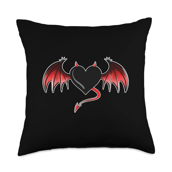 Flying Dark Evil Devil Heart Bat Wings Halloween Clothing Throw