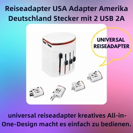 J35C Travel Adapter World Travel Plug Socket with 2x USB 5V/1A for over 150 Countries Universal International Travel Adapter USA UK Canada Thailand Mexico Wall Charger Charging Station