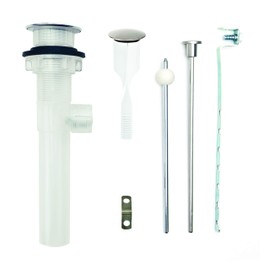 PF WaterWorks PF0324-BN-TR-NO Never Clog Sink/Lavatory ABS ClogFREE Universal Pop-Up Drain Assembly-Easy Remove Magnetic Stopper-Brushed Nickel (Transparent Body Without Overflow)