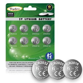 Toyohira CR2032 Lithium 3v Coin Battery 8 Pack CR2032 Batteries 4pack Assorted cr2025 Battery 2pack and cr 2016 Batteries 2pack,Child-Proof Package, for Suitable for Key Fobs, Smart Sensors and More.