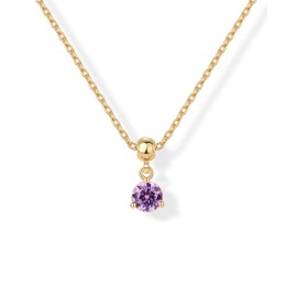 PAVOI 14K Yellow Gold Plated Colorful Charm Pendant Necklaces for Women - Adjustable Sliding Chain Dainty Necklace Charms Pack - Customizable Cubic Zirconia Birthstone Gemstone Pendants - February