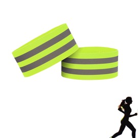 zurabini High Visibility Armbands,Running Safety Gear Reflective Wristbands Bike Ankle Bands Reflector Armband Hi Vis Arm Straps High Vis Security Arm Band Reflective (2 PCS)