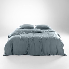 Olive + Crate Tencel Eucalyptus Cooling Duvet Cover Set - Hypoallergenic, Lyocell Tencel Duvet Cover - Soft, Temperature Regulating with Hidden Button Closure & Corner Ties - Twin XL [Basalt Blue]