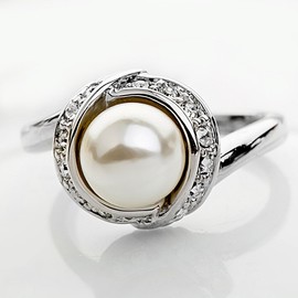 ACEFEEL Fashion Cocktail Pearl Rings for Women Costume Jewelry Statement Ring R103