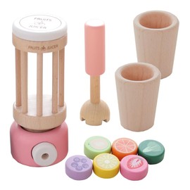 Wooden Toy Daiwa Juicer Mixer Set (Pink) Pretend Play Play Set Pretend Play Mixer Juice Smoothie Wooden Toy Play Kitchen Food Set