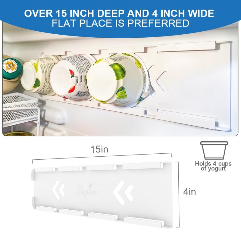 Sophico Yogurt Organizer for Fridge, 4 Capacity Yogurt Sliders for
