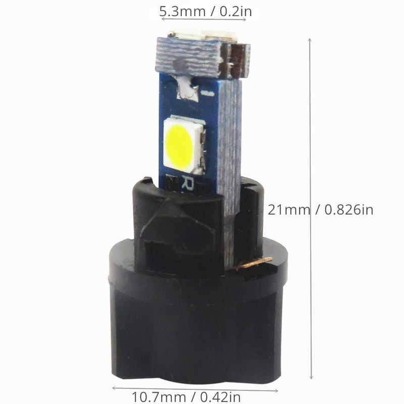 WLJH 10 Pack Ice Blue Canbus T5 Led Bulb 2721