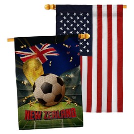 World Cup New Zealand Burlap House Flags Pack Sports Soccer Game Goal Ball Football Entertainment Activity Physical USA Embroidery Small Decorative Gift Yard Banner Double-Sided Made In 28 X 40