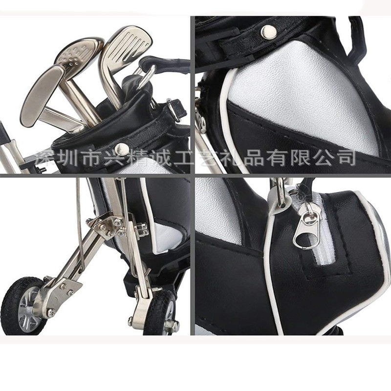 YUTONG Golf Desk Ornament with Clock, Cart Holder, 3 Aluminum
