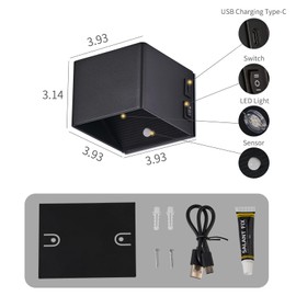 oxhyhx Battery Powered Operated Motion Sensor Magnetic LED Wall Light,Rechargeable USB Port Indoor Wall Sconce,Wireless Wall Mounted Lamps for Bedside Stair