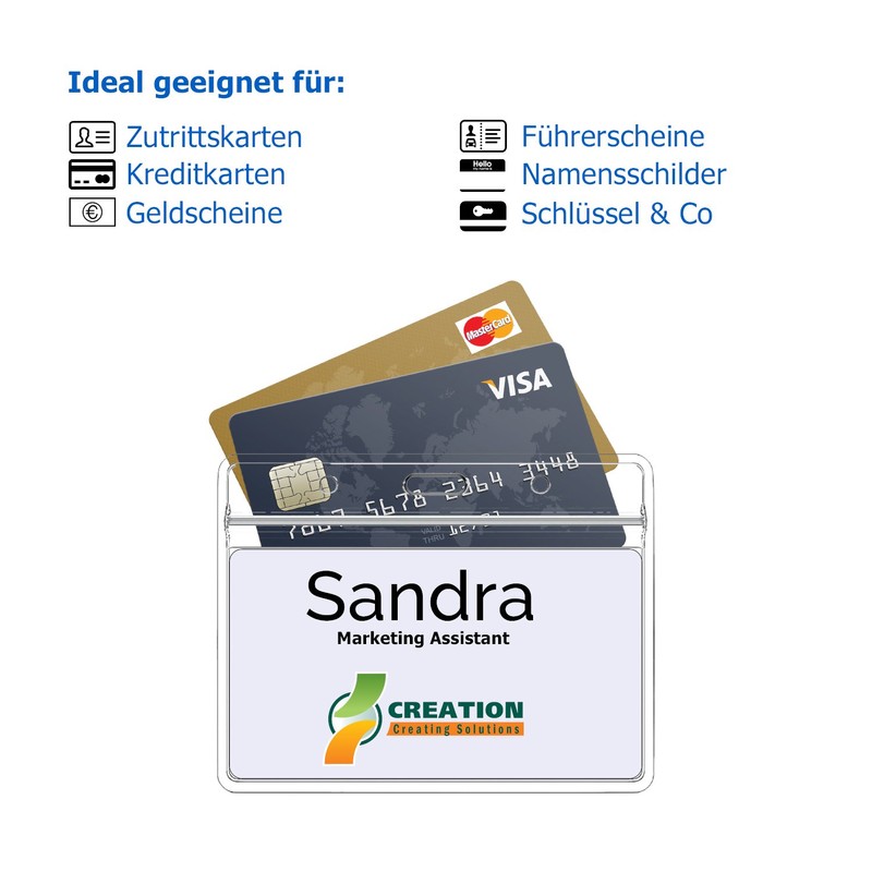Transparent plastic ID sleeves, in 105 x 75 mm format,
