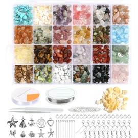 Naler 800 Cuentas de Piedras y Cuarzos para hacer Pulseras y Collares Kit Completo de 914 Accesorios para Manualidades Decorativas Regalo Bricolaje para Niñas Mujer (26 Colores)