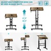 Klvied Rolling Mobile Desk with Cup Holder, Portable, Adjustable Height