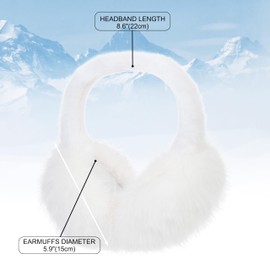 Rulala Fancy Women's Winter Earmuffs Plush Faux Fur Ear Muffs Outdoor SKI Ear Warmers for Cold Weather(White Long Fur)
