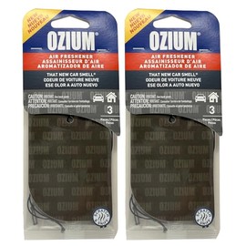 Ozium Paper Hanging Car Air Freshener with Odor Eliminator for Car - Refresh Your Ride with Automotive Air Fresheners, 3 Pieces (That New Car Smell, 2 Packs)