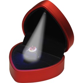 LED Heart Shaped Red Color Ring Box for Wedding, Engagement, Proposal, Birthday, Valentine' Day, Mother's Day, Christmas...Luxury Heart Shaped Design LED Light Box for Men for Women Box Dimension 2.75〞(W)*2.35〞(D)*1.57〞(H)