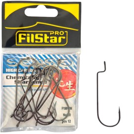 PRO FILSTAR Offset Hook Set of 12 N2/0 - Worm Hooks - Cheburashka Hooks - Dropshot Hooks - Jig Hooks for Rubber Fish Assembly - Jig Head - Fishing Hooks Sport Set - Zander & Pike & Trout Fishing Hooks