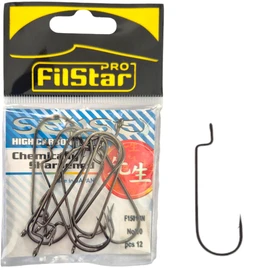 PRO FILSTAR Offset Hook Set of 12 N2/0 - Worm Hooks - Cheburashka Hooks - Dropshot Hooks - Jig Hooks for Rubber Fish Assembly - Jig Head - Fishing Hooks Sport Set - Zander & Pike & Trout Fishing Hooks