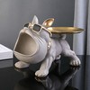 Bulldog Decorative Storage Tray Statue – 11.8-Inch Resin Dog Figurine