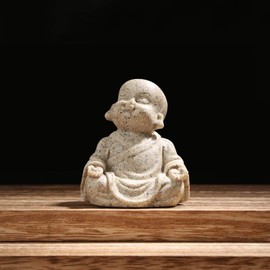 Carefree Fish Buddha Statue Minimalist Sandstone Buda Ornament Monk Figurine Zen Decor Bring Home a Ray of Sunshine