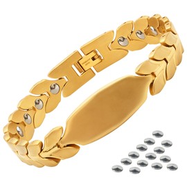 BEFOSHINN Men's 17 Tablets Germanium Bracelet (99.99% Purity), Stainless Steel Bracelet, Static Removal, Popular, Health, Stylish, Adjustable Size, Stainless Steel, Germanium