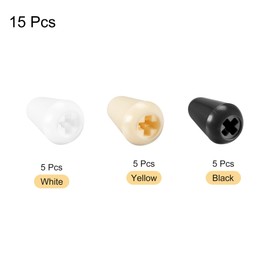 sourcing map Guitar Toggle Switch Knob Cap Cover ABS 9mm Dia White Yellow Black for 5 Way Guitar Switch, Pack of 15