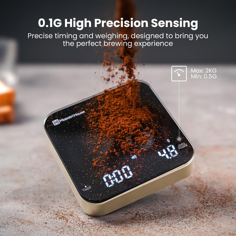 Rechargeable Mini Coffee Scale with Timer, Maestri House Espresso Scale,