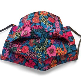 Liberty London Face Mask - Ciara C Wildflowers Floral Soft Face Mask - Tana Lawn Cotton, Pleated - Handcrafted, Washable Cloth - Liberty London Fabric - Nose Strip, Filter Pocket - Love the Mask