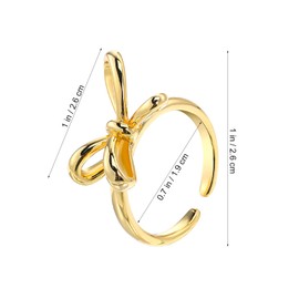 SHERCHPRY Bow Rings Golden Bow Ring Women's Band Rings Bow Knot Ring Statement Jewellery Gift For Her, Copper, No Gemstone