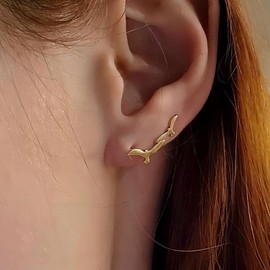 Inateannal Boho Seagull Earrings Gold Ear Climber Earrings Cute Small Bird Stud Earrings Seagull Bird Climber Earrings Albatross Bird Earrings Jewelry for Women