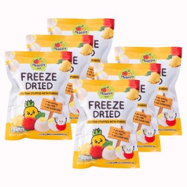 Thappy Fruit Freeze Dried Rambutan Stuffed with Pineapple Delight – No Additives, Oil-Free, Sugar-Free Tropical Snack 0.53oz (Pack of 6)