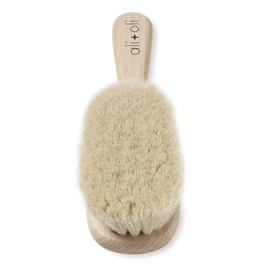 Ali+Oli Wooden Hair Brush for Newborns (Made in Germany) Includes Baby's First Mini Loofah
