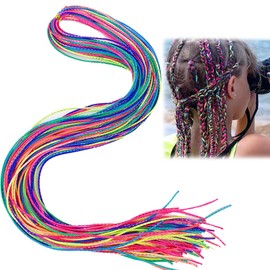 Pack of 80 Hair Strands for Braiding, Braiding Aid Hair, Hair Braids, Colourful Hair Wrap Cord, Various Gradient Colours, Hair Rope Band, Rainbow Braid Hair Scrunchie, DIY Ponytail Braids