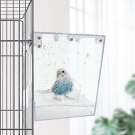 PINVNBY Bird Bath Box,Parrot No-Leakage Bathtub for Cage Hanging Tube Shower Box Cage Accessory with Water Injector and Balls Toys for Small Pet Birds Canary Lovebirds Budgies(6 Pcs)