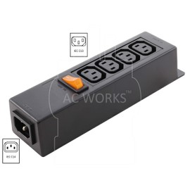 AC WORKS [WS-045-0-4] IEC IT/Server/PDU Power Strip 7-1/2 in. Housing IEC C14 Inlet to (4) IEC C13 Sheet F with Power Switch
