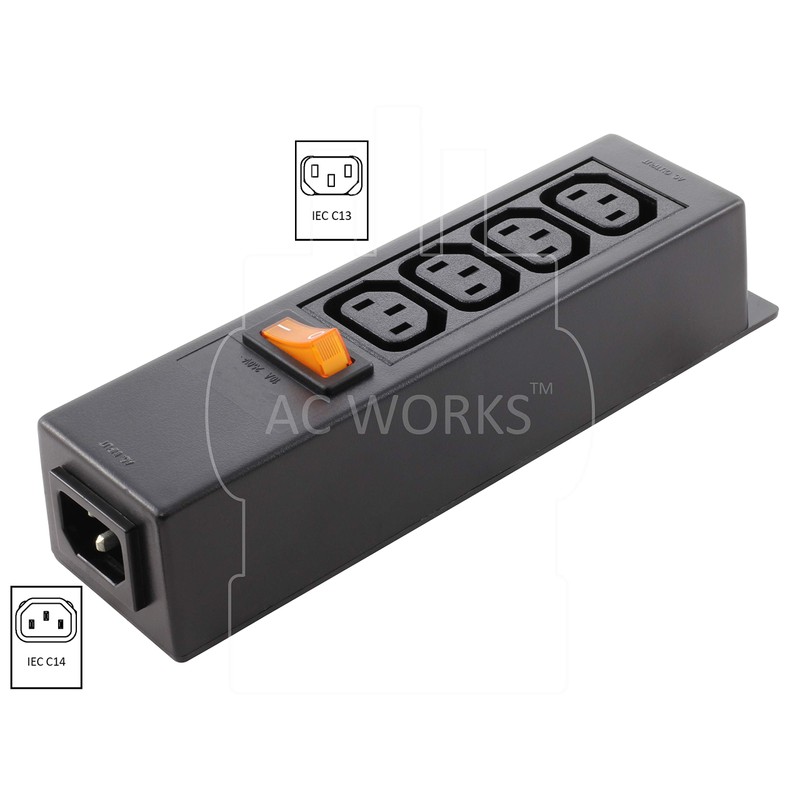 AC WORKS [WS-045-0-4] IEC IT/Server/PDU Power Strip 7-1/2 in. Housing