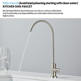 Water Filter Faucet, LOUEVIDO 100% Lead-Free Drinking Water Faucet Fits Most RO Units or Water Filtration System in Non-Air Gap, Stainless Steel 304 Drinking Water Faucet