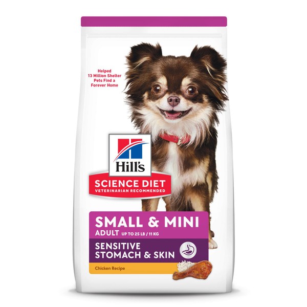 Hill's Science Diet Dry Dog Food, Adult, Small & Mini Breeds, Sensitive Stomach & Skin, Chicken Recipe, 4 lb. Bag