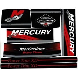 MERCRUISER  BRAVO THREE WITH / RED RAMS STICKER SET