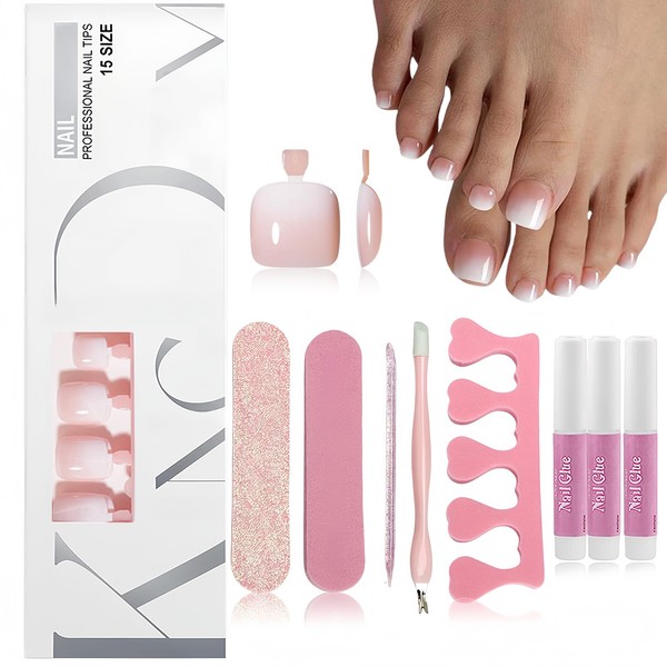 Pack of 120 False Toenails Kit, Gradient Toenails for Sticking,
