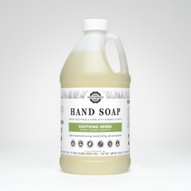 Rustic Strength Soothing Herbs Plant-Based Liquid Hand Soap, Non-Drying Hypoallergenic for Sensitive Skin | Sustainable Bulk Refill Size Half Gallon Jug