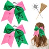 4Pcs 8'' Witch Hair Accessories Glitter Leather Pink and Green