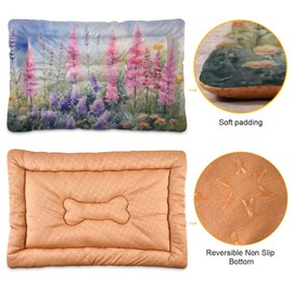 SEHANY Colorful Wild Flowers Dog Bed Cat Bed with Non-Slip Bottom, Kennel Bed Crate Soft Pet Bed Mattress Washable Pets Bed Pad for Small Medium Large Dogs Cats,18x24in