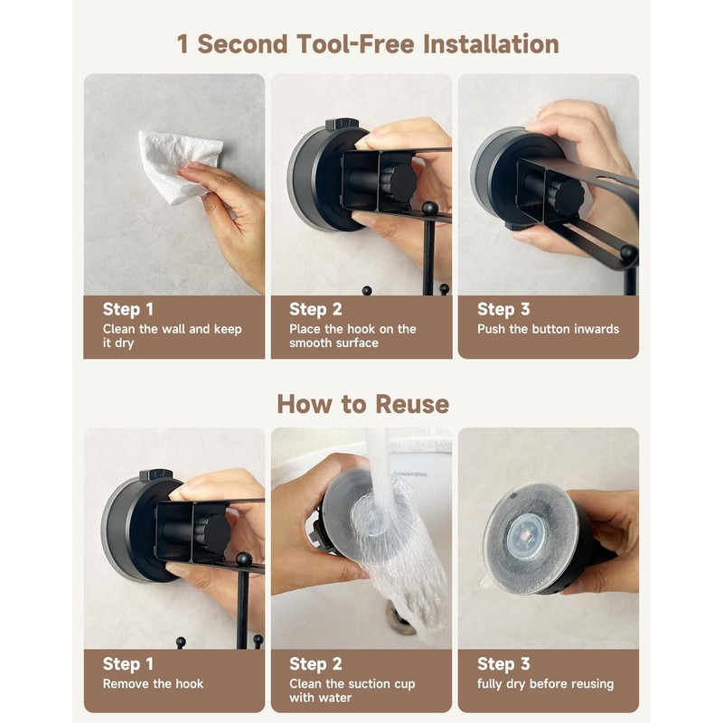 BANGMANG 2 Pack Vacuum Suction Cup Kitchen Utensil Hook with