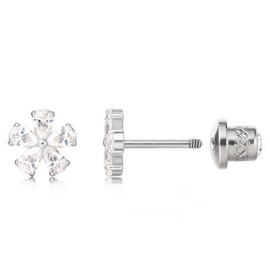 Limerencia Medical Titanium Earrings with Screw Back, G23 Hypoallergenic Health Stud Earrings, Nickel-Free Earrings for Women and Girls, Titanium, Zircon