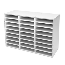 mignonnememe Literature Organizer 27 Slots Desktop Paper Sorter Organizer Plastic Classroom Mailbox for Office, Home, Classroom, Mailrooms Organization, 31.5" x 12" x 21.9" White