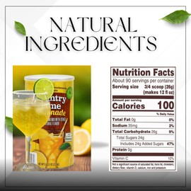 FAVSTOCK Powdered Lemonade Drink Mix- CountryTime Refreshing Lemonade Mix Powder Drink with Natural Flavor - Packaged in Resealable Canister,62.5 oz