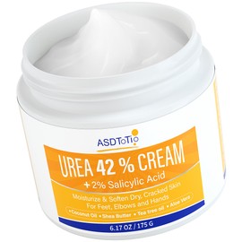 Urea Cream 42% - Foot Care for Dry Cracked Heels, Foot Lotion - With 2% Salicylic Acid, Tea Tree Oil, Shea Butter, Aloe Vera - For Feet, Hands, Heels, Elbows, Knees and More - 6 oz